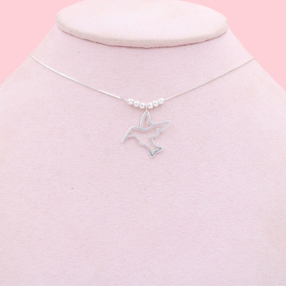 Gargantilla de Plata .925 con Dije Silueta de Colibrí mod. 1094