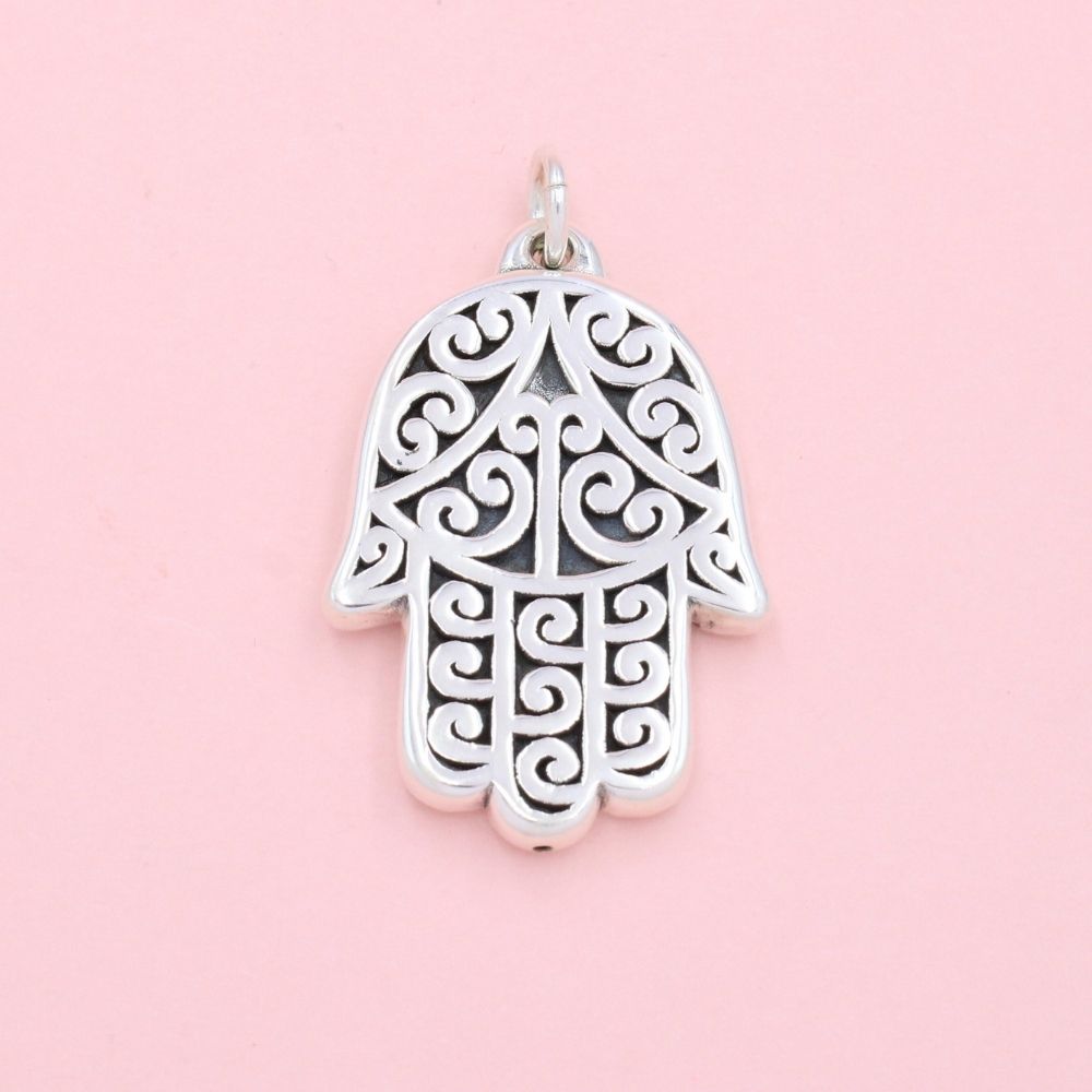 Dije de Caballero Plata .925 Mano de Fátima con Diseño Especial Hueco mod. 1348