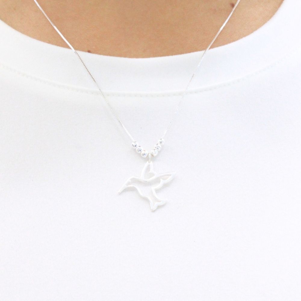 Gargantilla de Plata .925 con Dije Silueta de Colibrí mod. 1094