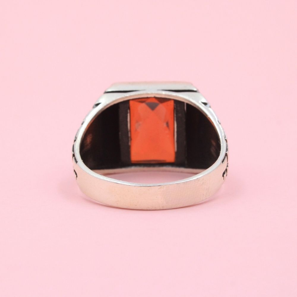 Anillo de Plata .925 Diseño Turco con Zirconia Roja 1071