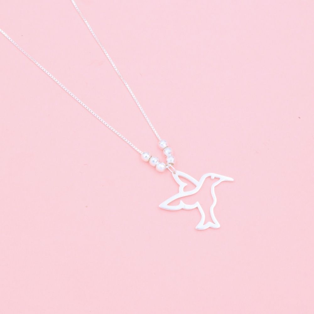 Gargantilla de Plata .925 con Dije Silueta de Colibrí mod. 1094