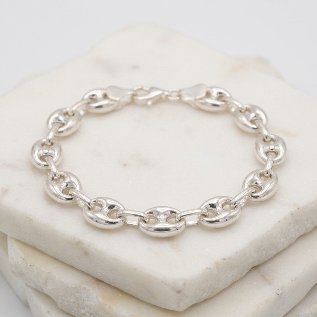 Pulsera de Plata. 925 de Ancla Especial Brillante y Ancho mod.3288