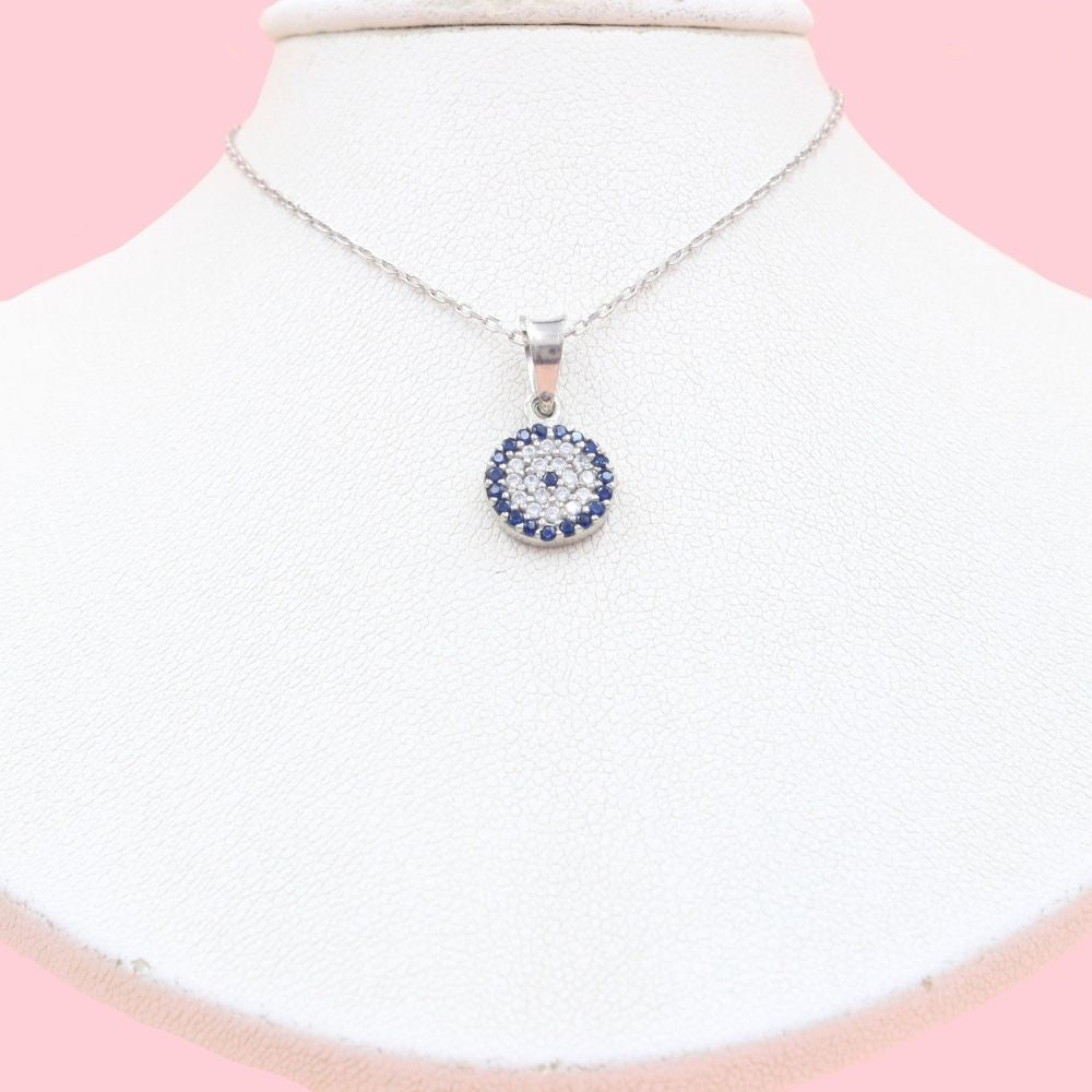 Gargantilla de Plata .925 Ojo Turco Incrustado con Zirconias Finas mod. 1208