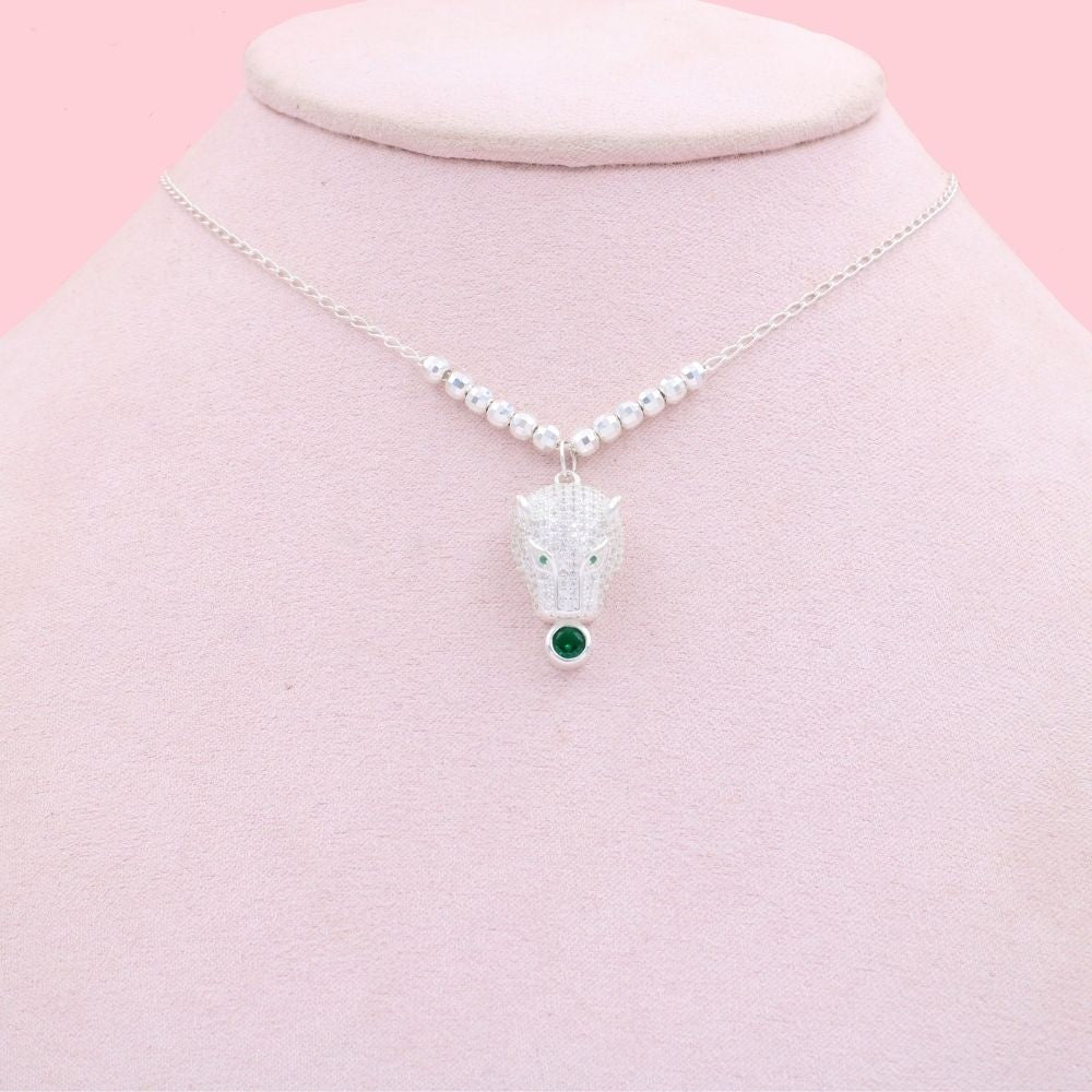 Gargantilla de Plata .925 con Jaguar de Zirconias Detallado con Zirconia Azul Rey mod. 1095