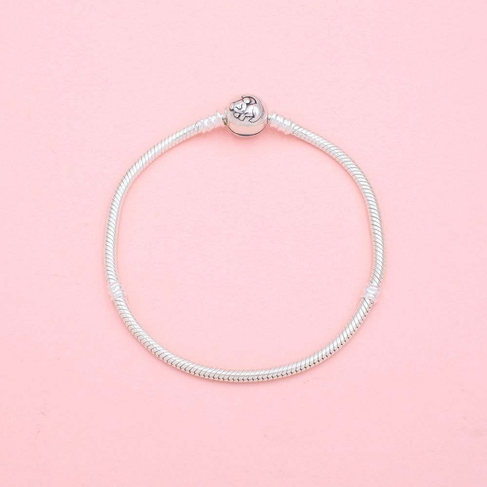 Pulsera Especial de Plata .925 Tejido Cola de Ratón con Broche de Simba mod. 1284