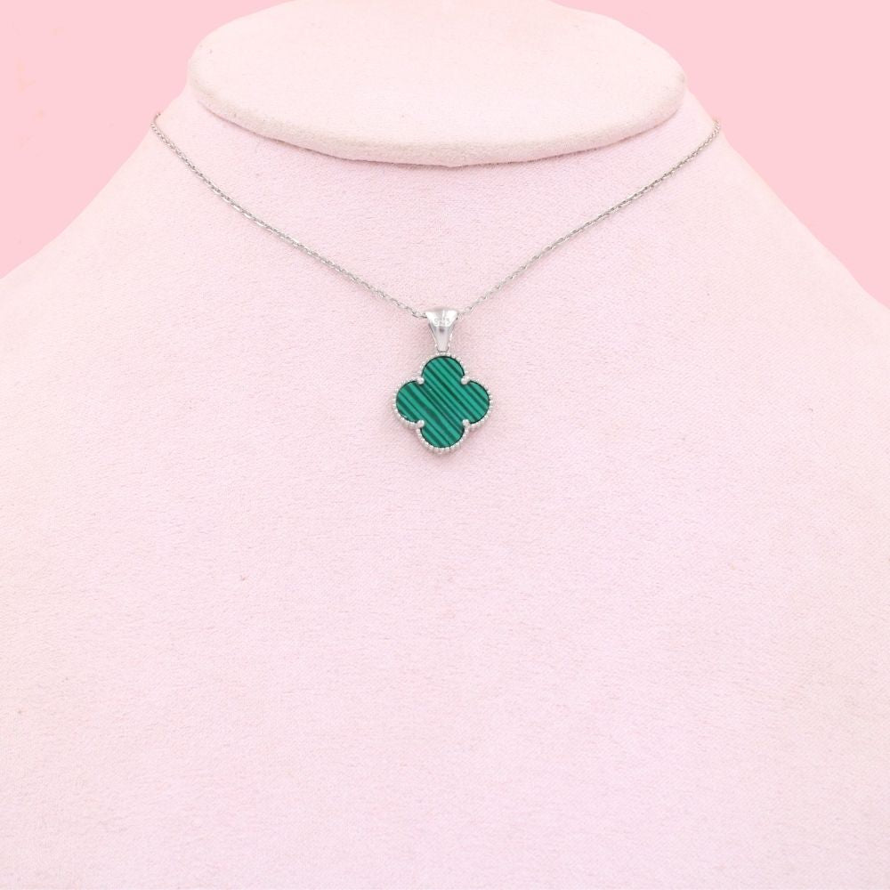 Gargantilla de Plata .925 con Trébol de Malaquita mod. 1019