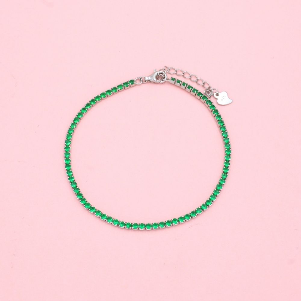Pulsera de Plata .925 Tejido Tenis de Zirconias Verdes mod. 1271
