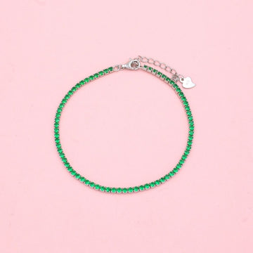 Pulsera de Plata .925 Tejido Tenis de Zirconias Verdes mod. 1271