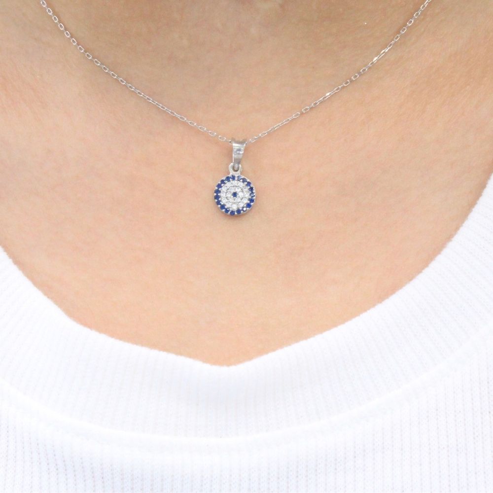 Gargantilla de Plata .925 Ojo Turco Incrustado con Zirconias Finas mod. 1208