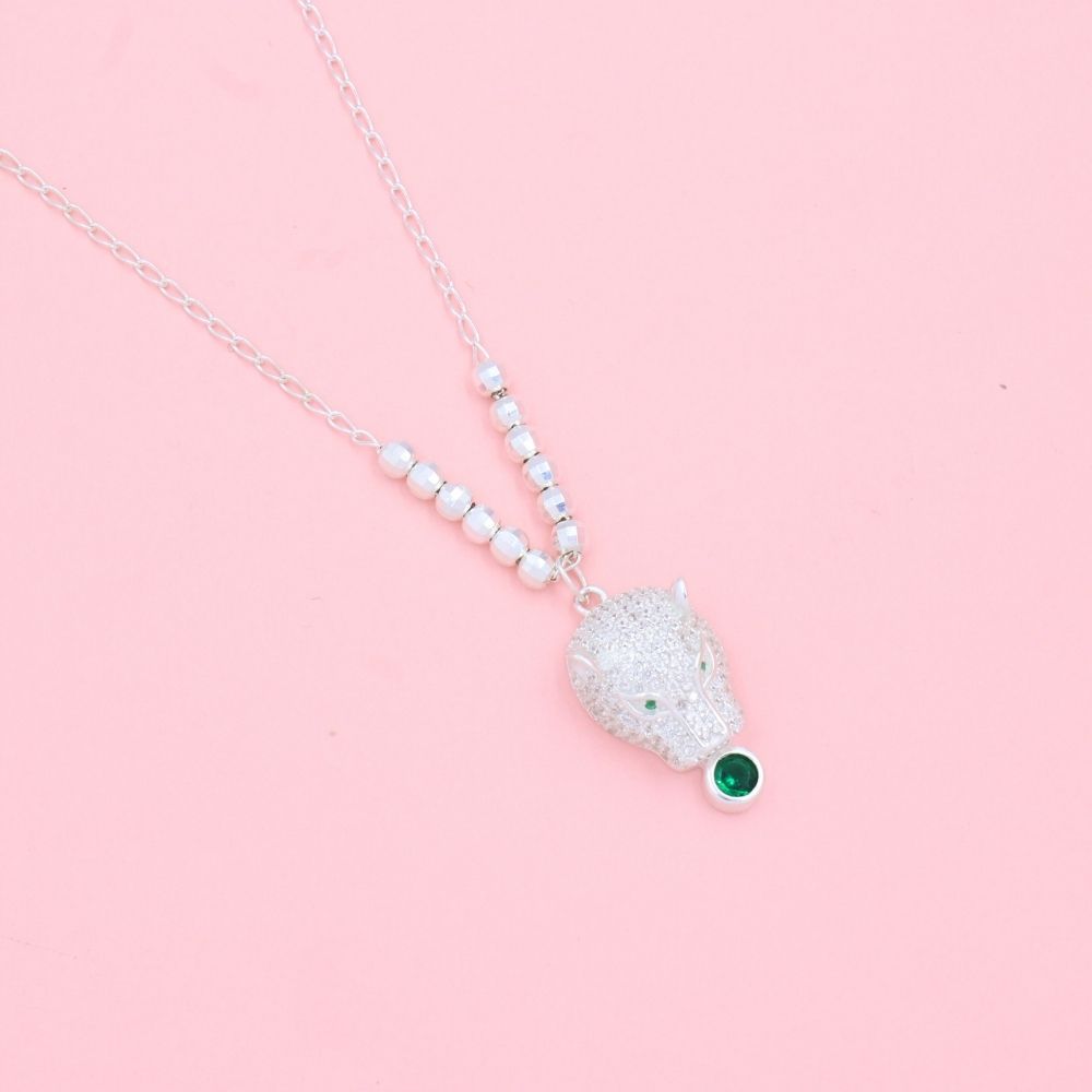 Gargantilla de Plata .925 con Jaguar de Zirconias Detallado con Zirconia Azul Rey mod. 1095