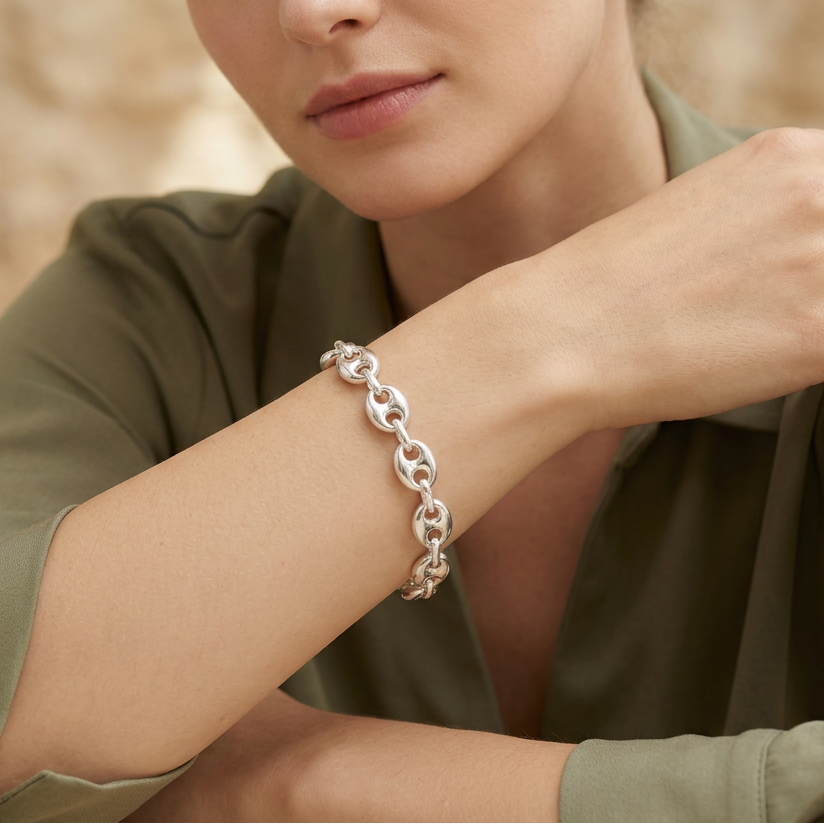 Pulsera de Plata. 925 de Ancla Especial Brillante y Ancho mod.3288