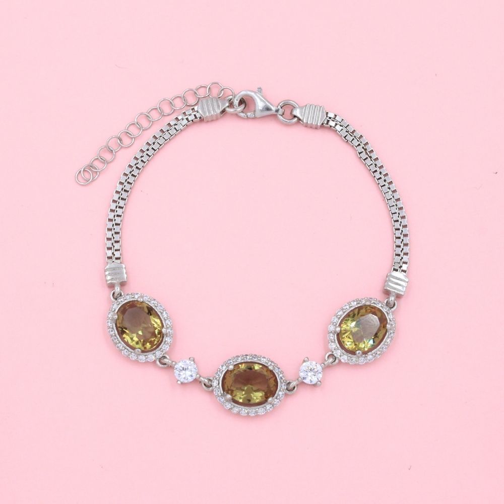 Pulsera de Tejido Cubo con Zultanitas Biseladas con Zirconias mod. 0806