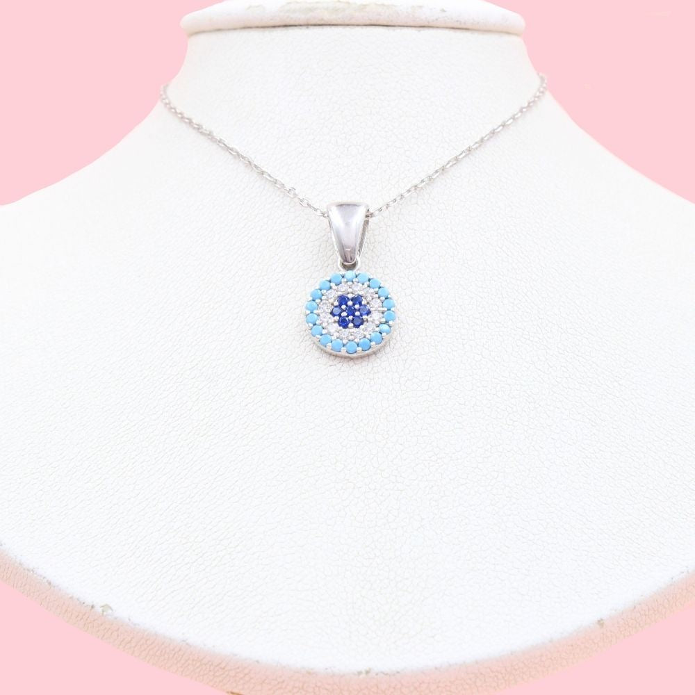 Gargantilla de Plata .925 con Dije de Ojo Turco Incrustado con Zirconias Brillantes mod. 1211
