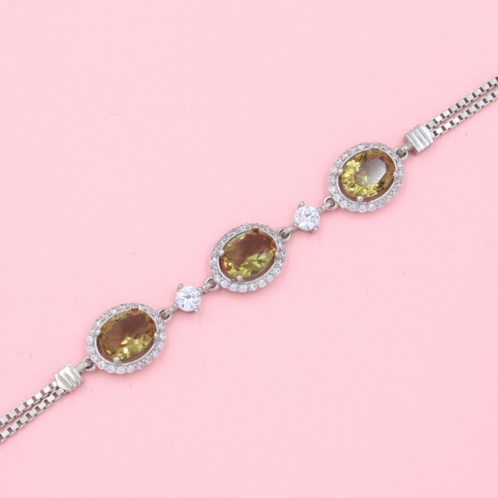 Pulsera de Tejido Cubo con Zultanitas Biseladas con Zirconias mod. 0806