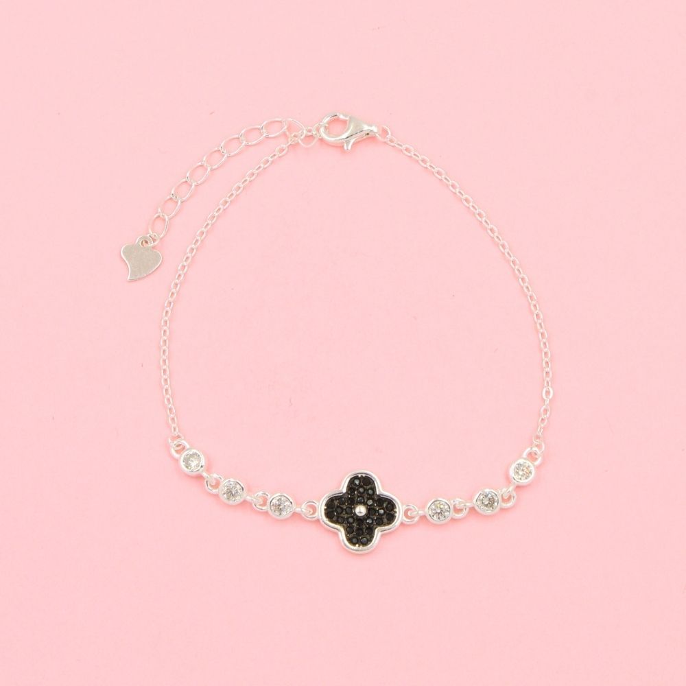 Pulsera Trébol con Incrustación de Zirconias Oscuras mod. 0676