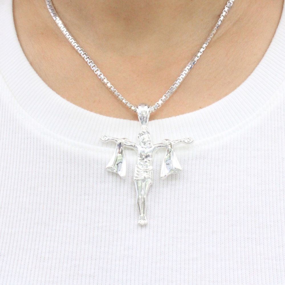 Crucifijo de Plata .925 de Diseño Liso y Hueco mod. 1238