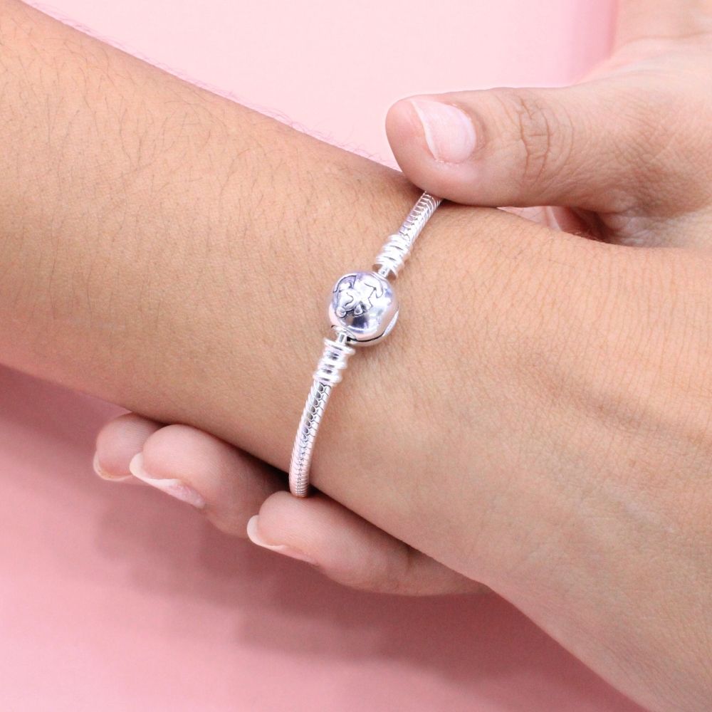 Pulsera Especial de Plata .925 Tejido Cola de Ratón con Broche de Simba mod. 1284