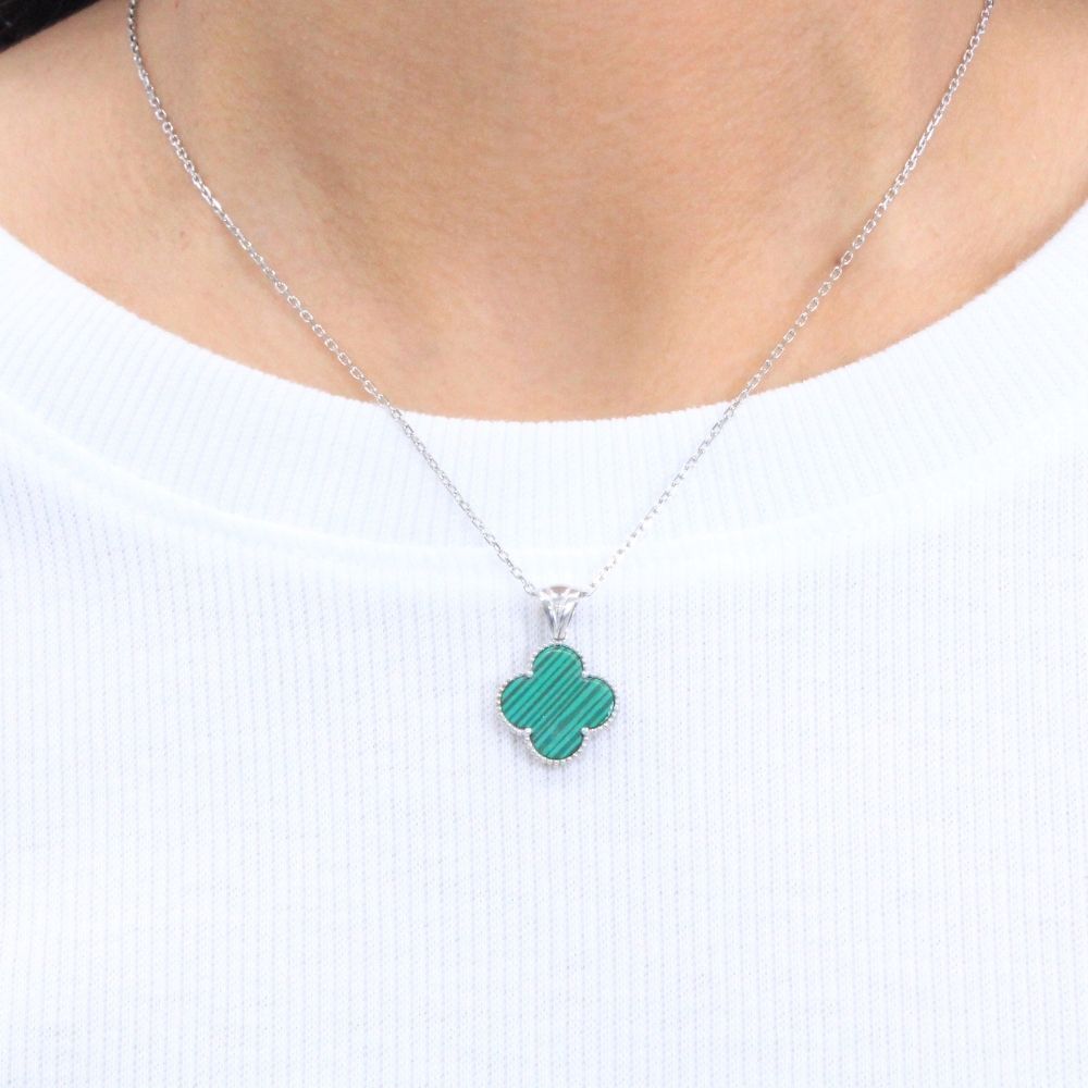 Gargantilla de Plata .925 con Trébol de Malaquita mod. 1019
