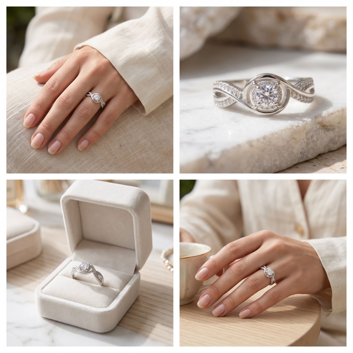 Anillo de Plata. 925 Solitario con Diseño de Infinito e Incrustación de Zirconias mod.3248