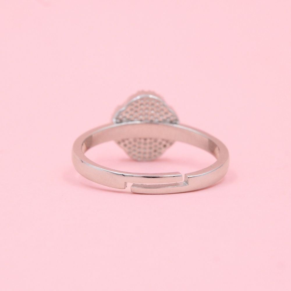 Anillo de Plata .925 Trébol de Ojo de Tigre Detallado con Zirconias Finas mod. 1043