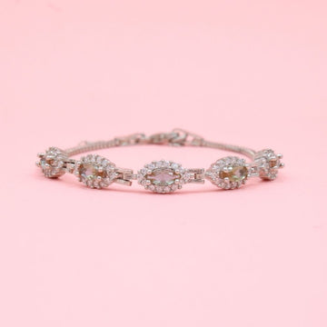 Pulsera de Plata .925 Diseño Fino con Tejido Cubo y Zultanitas Elegantes mod. 0992