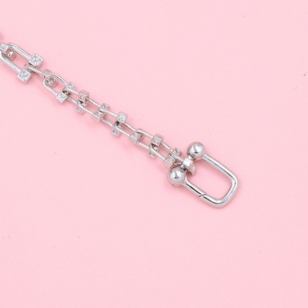 Pulsera de Eslabones Huecos Detallados con Zirconias Finas mod. 0807