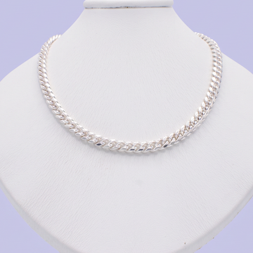 Cadena de Plata .925 Tejido Barbado Sólido y Diamantado Grueso mod. 3217