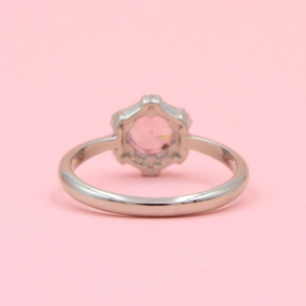 Anillo Elegante con Zirconia Redonda Color Rosa mod. 0729