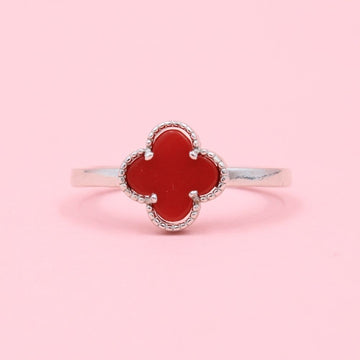 Anillo de Plata .925 Trébol de Resina Especial Color Rojo mod. 1046