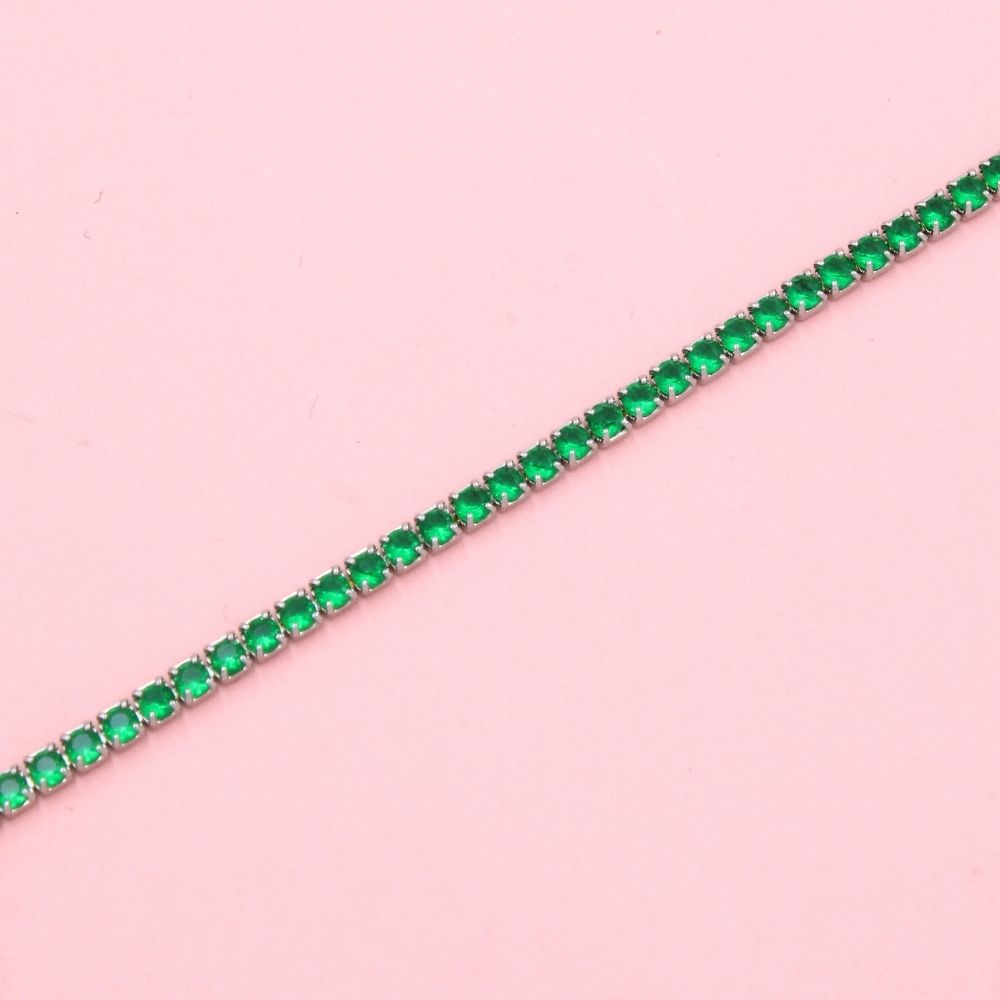 Pulsera de Plata .925 Tejido Tenis de Zirconias Verdes mod. 1271