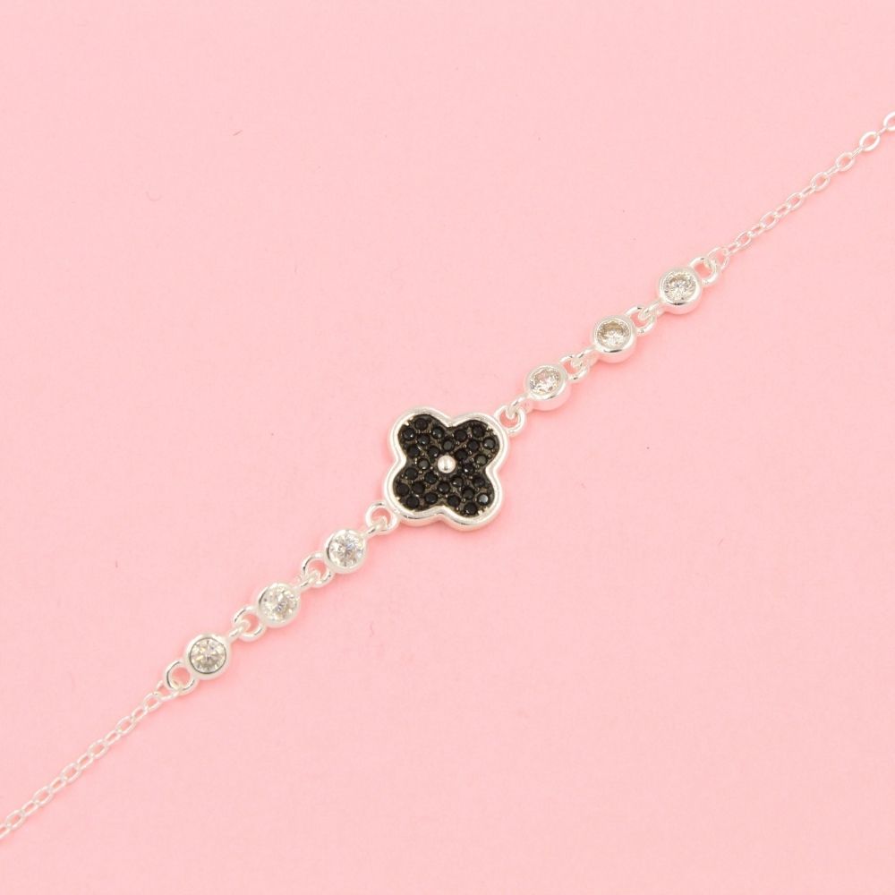 Pulsera Trébol con Incrustación de Zirconias Oscuras mod. 0676