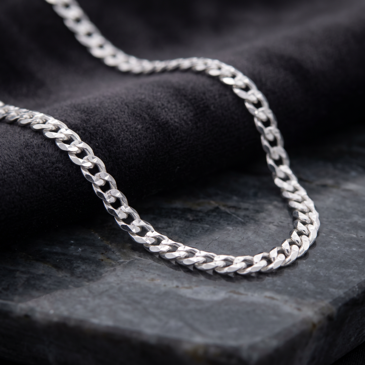 Pulsera de Plata .925.Cubana Diamantada Eslabón Chico mod. 3242