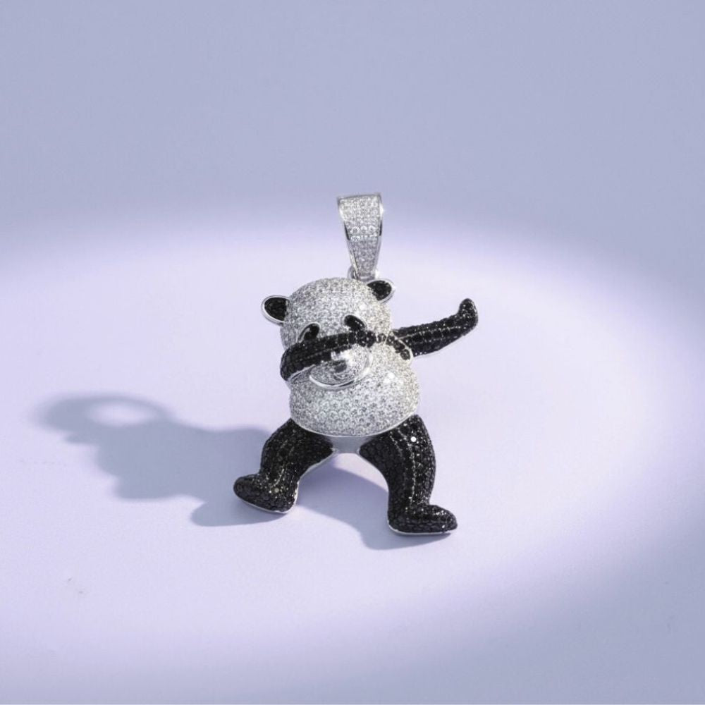 Dije de Plata .925 Especial Oso Panda con Incrustado de Zirconias mod. 1457