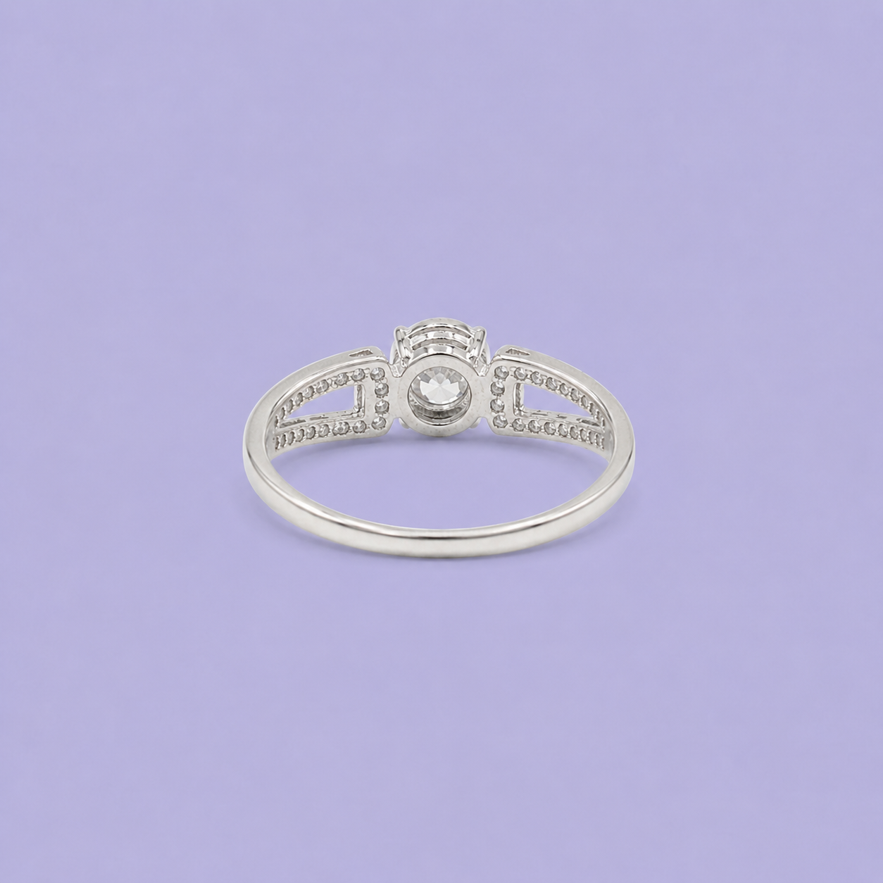 Anillo Solitario de Plata .925 Doble Gota e Incrustación de Zirconias mod. 2926