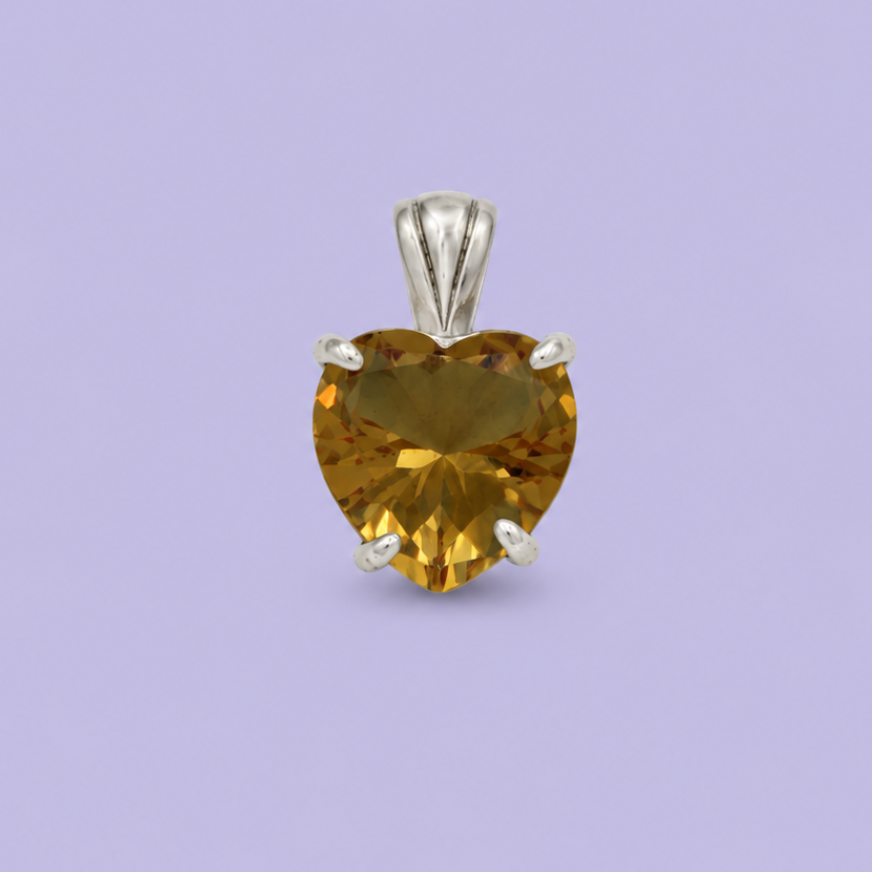 Dije de Plata .925 Corazón con Zirconia Miel Brillante mod. 2505