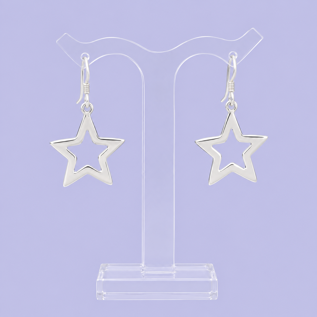 Arete de Plata .925 Largo de Estrella Lisa mod. 2980