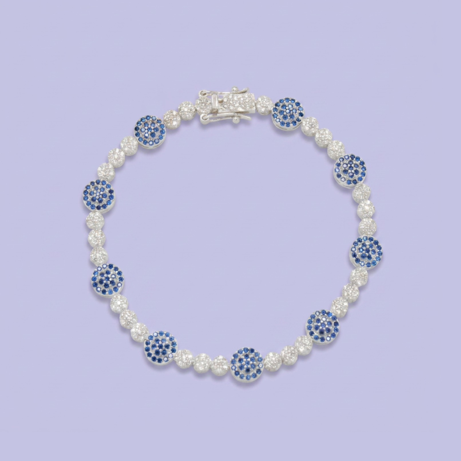 Pulsera de Plata .925 Diseño de Circulos con Zirconias Azules mod. 2676
