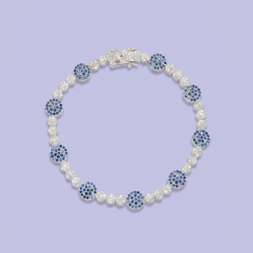 Pulsera de Plata .925 Diseño de Circulos con Zirconias Azules mod. 2676