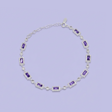 Pulsera de Plata .925 de Rectangulos con Incrustación de Zirconias Moradas mod. 3049