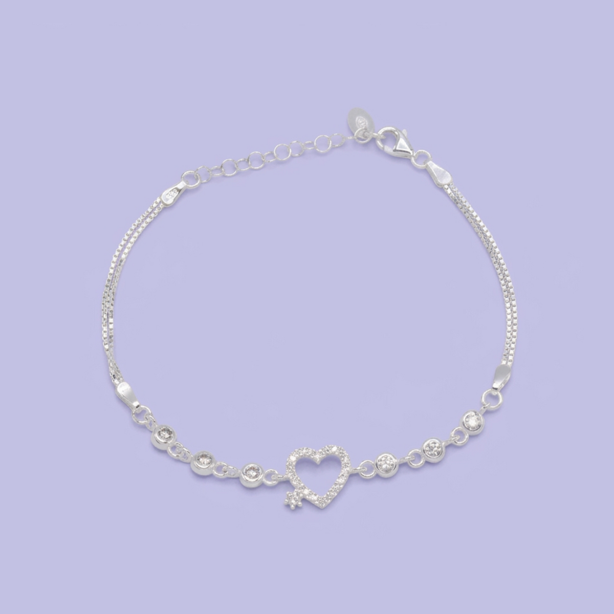 Pulsera de Plata .925 de Corazón con Incrustación de Zirconias Especiales mod. 3052