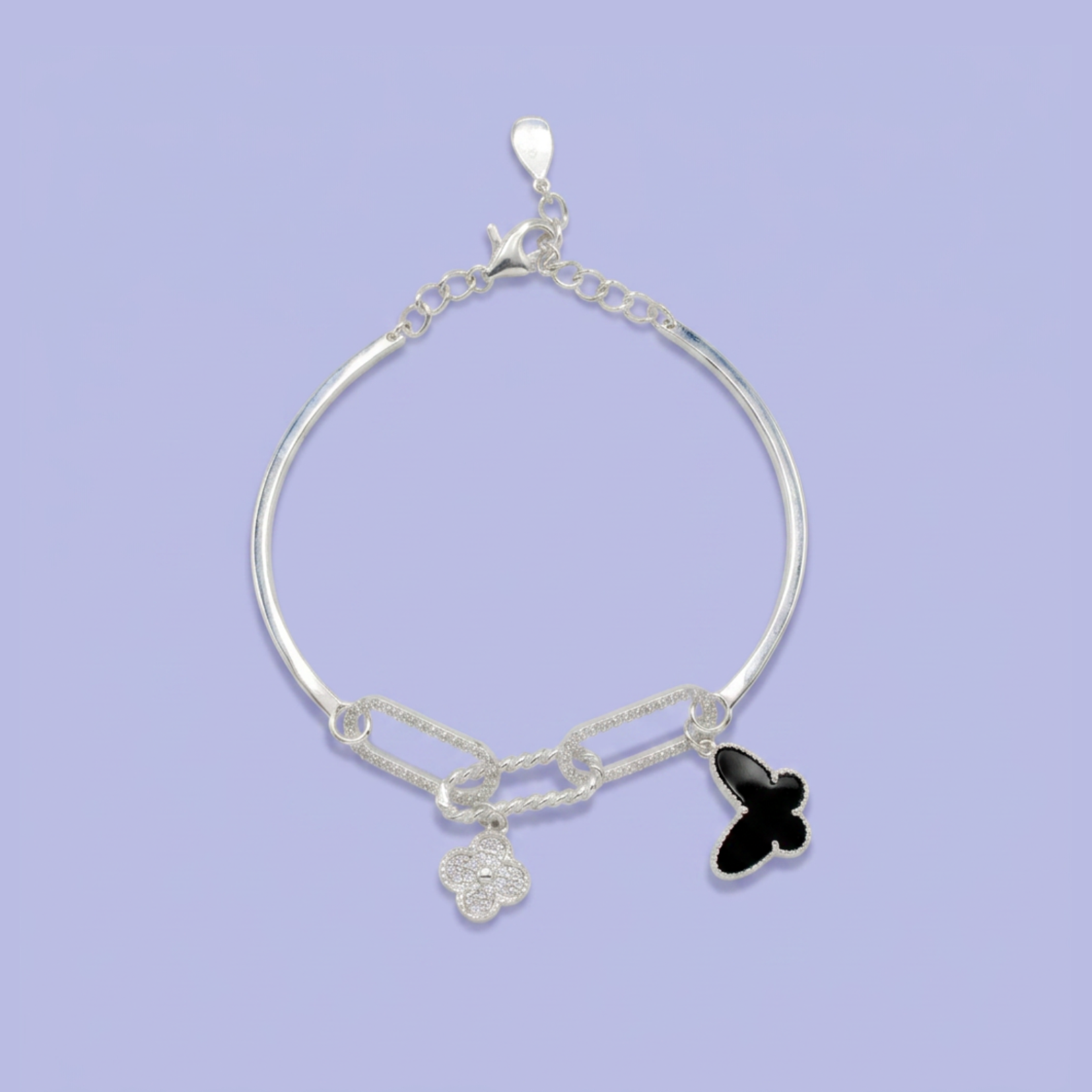Pulsera de Plata .925 de Mariposa con Incrustación de zirconias mod. 2699