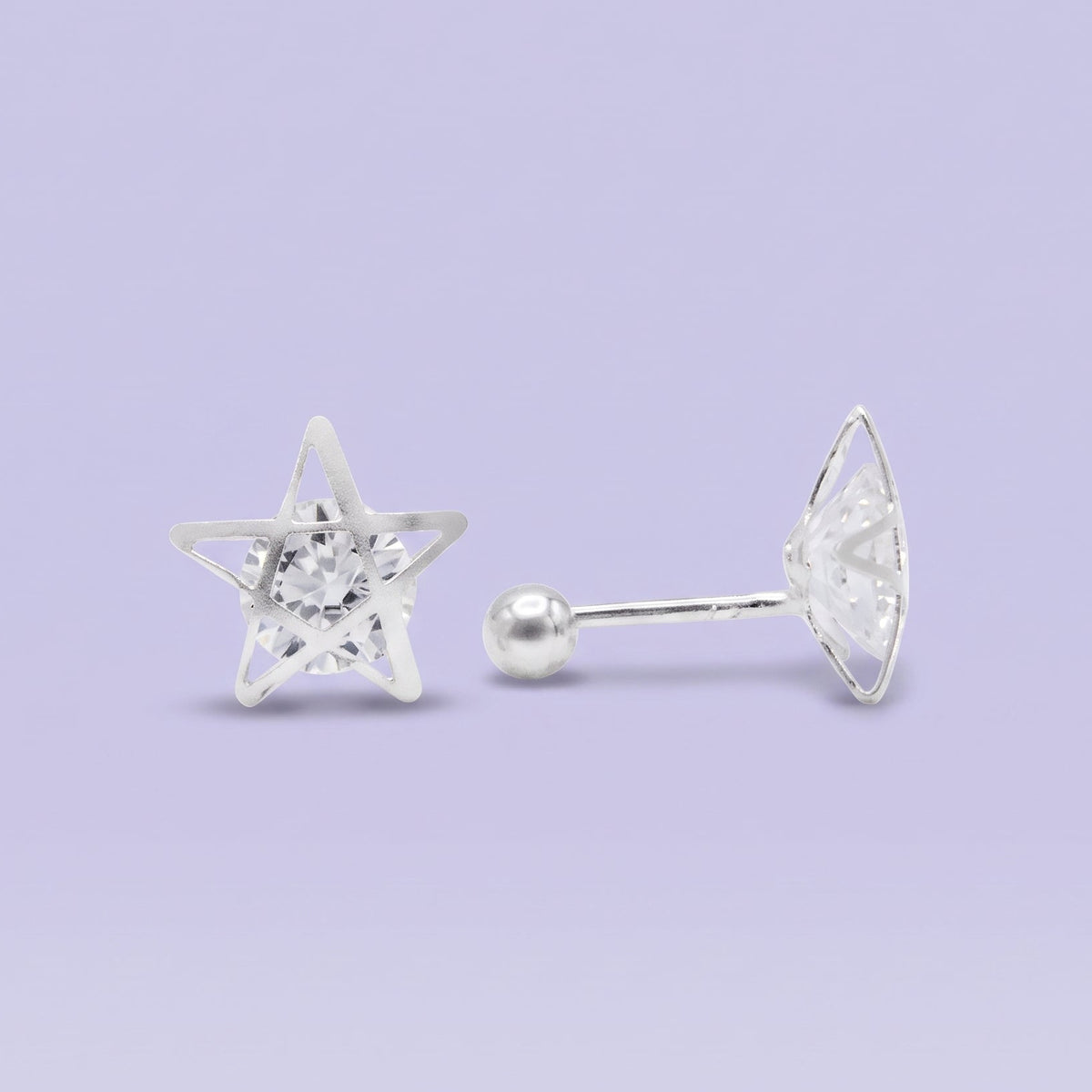 Broquel de Plata .925 Estrella Entrelazada con Zirconia mod. 3073