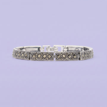 Pulsera de Plata .925 con Eslabones Largos Incrustados con Marquesitas mod. 3161