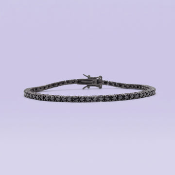 Pulsera de Plata .925 Oscura Tejido Tenis con Zirconia Negra mod. 3076