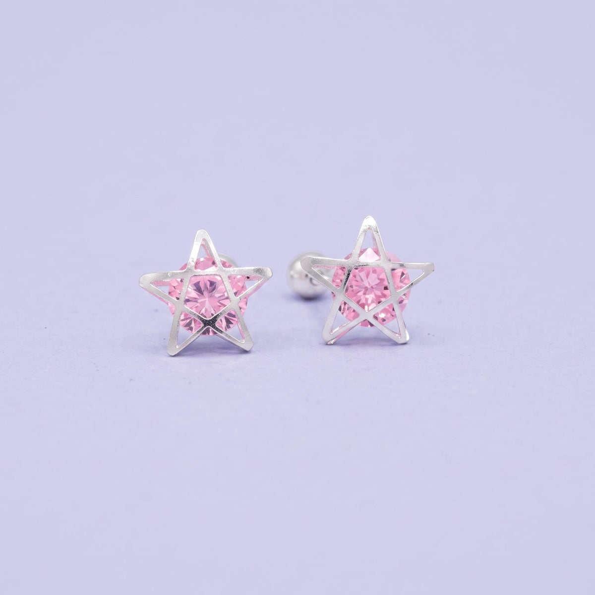 Broquel de Plata .925 Estrella Entrelazada con Zirconia mod. 3073