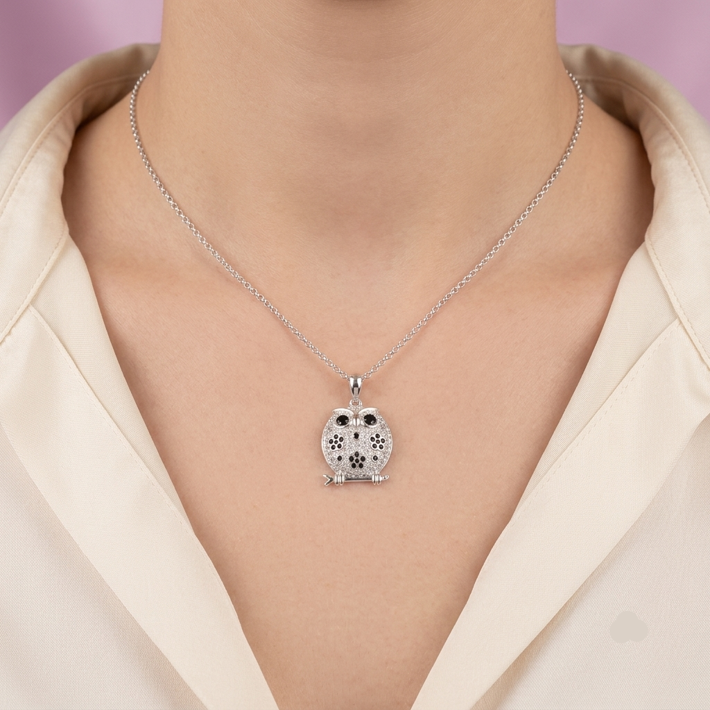 Dije de Plata .925 Búho Floral mod. 2821