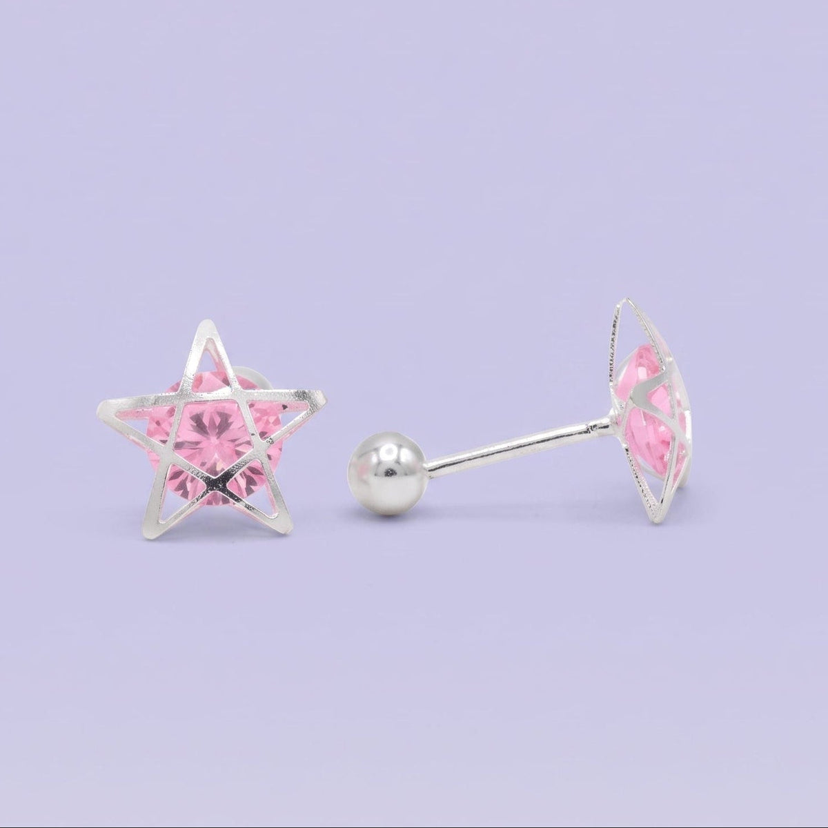 Broquel de Plata .925 Estrella Entrelazada con Zirconia mod. 3073