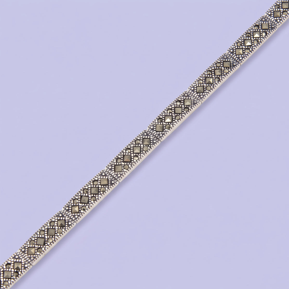 Pulsera de Plata .925 con Eslabones Largos Incrustados con Marquesitas mod. 3161