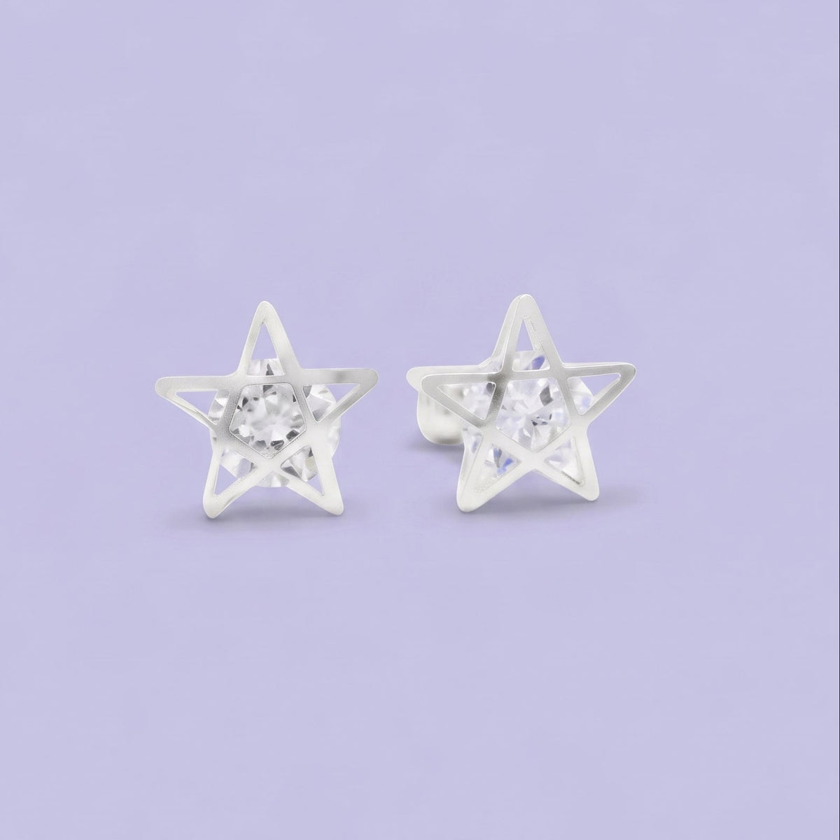 Broquel de Plata .925 Estrella Entrelazada con Zirconia mod. 3073