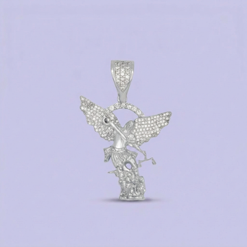 Dije Bulto de Plata .925 San Miguel Arcangel Incrustado con Zirconias Finas mod. 2551